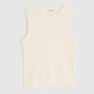 NWT Madewell lettuce hem Ribbed Tank Top cream